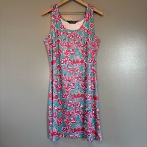Tango Mango XL Smooth Stretch Sleeveless Tank Dress Pink Blue Paisley Floral